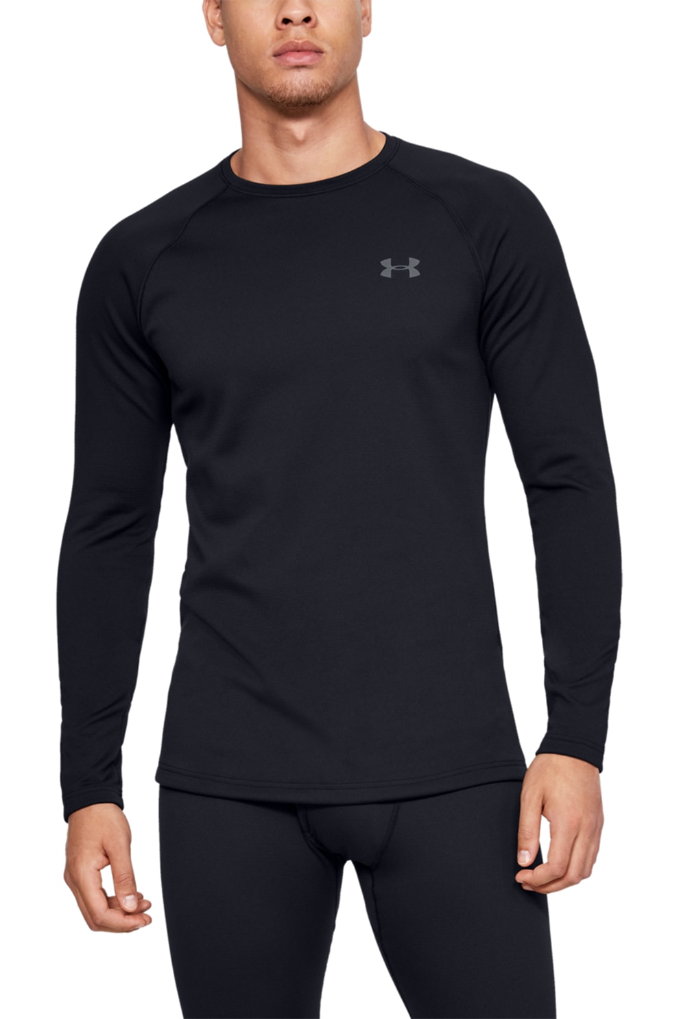 Under Armour, Bluza cu decolteu la baza gatului, pentru fitness Base 3.0, Negru