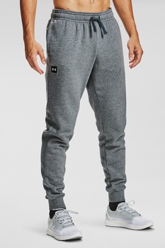 Under Armour, Pantaloni sport de fleece, pentru fitness Rival, Gri melange Under Armour, Pantaloni sport de fleece, pentru fitness Rival, Gri melange