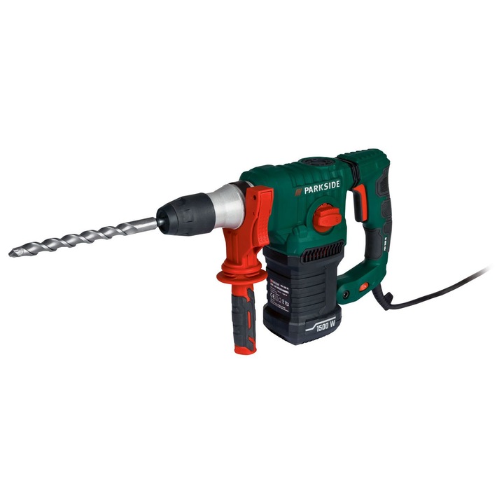 ParkSide PBH 1500 F6 sds Plus és gyorstokmányos elektromos ütvefúró / vésőkalapács kofferben, 5 J, 1500W