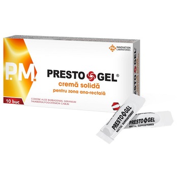 PrestoGel crema solida supozitoare, 10 bucăți PrestoGel crema solida supozitoare, 10 bucăți