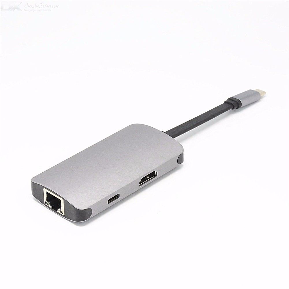 Adaptor Metalic Type C Laptop MTP 5 in 1 la RJ45, 2* USB 3.0, HDMI ...