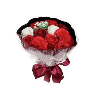 Buchet multicolor 11 Trandafiri + 2 Garoafe din sapun , CD4449-Rosu Buchet multicolor 11 Trandafiri + 2 Garoafe din sapun , CD4449-Rosu