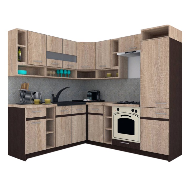 Set Bucatarie de Colt Genarom COSSY NEW ST 200-230, Stejar Sonoma