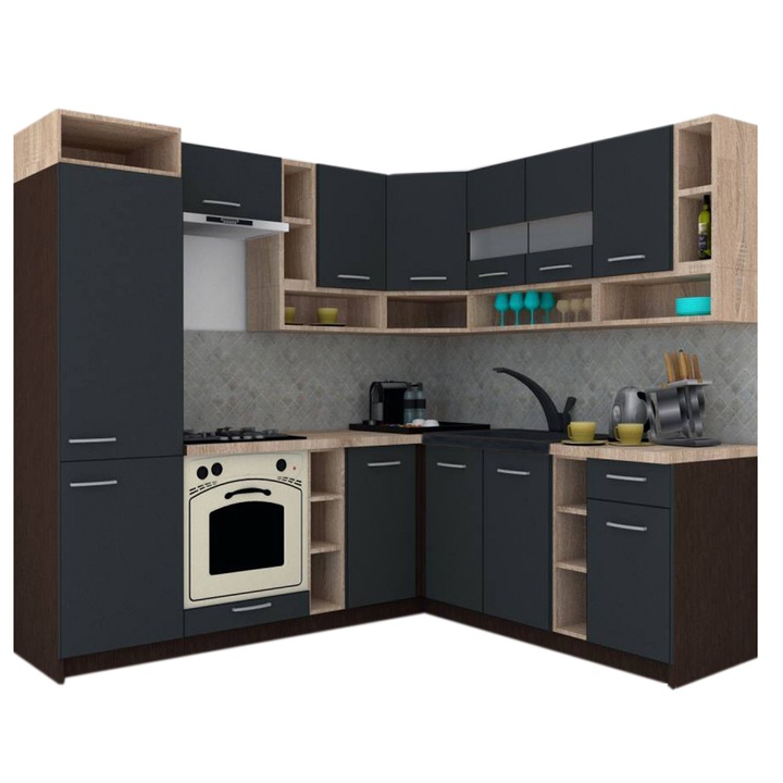 Set Bucatarie de Colt Genarom COSSY NEW DR 200-230, Wenge / Decor 0164