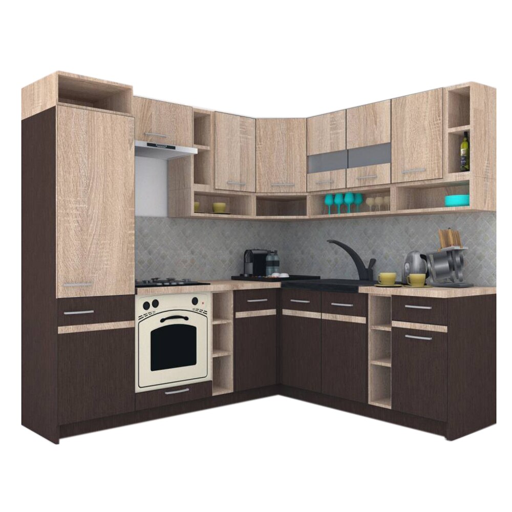 Set Bucatarie de Colt Genarom COSSY NEW DR 200-230, Wenge / Stejar Sonoma