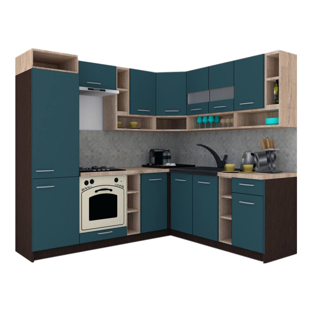 Set Bucatarie de Colt Genarom COSSY NEW DR 200-230, Wenge / Decor 0244