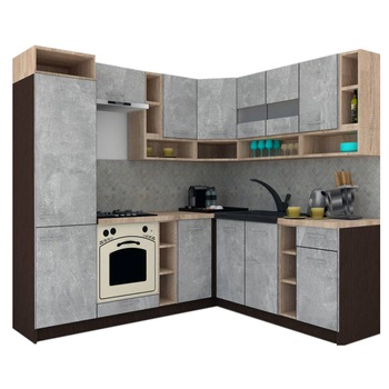 Set Bucatarie de Colt Genarom COSSY NEW DR 200-230, Wenge / Decor 4298 Set Bucatarie de Colt Genarom COSSY NEW DR 200-230, Wenge / Decor 4298