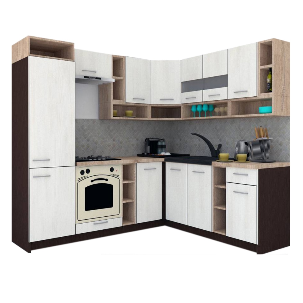 Set Bucatarie de Colt Genarom COSSY NEW DR 200-230, Wenge / Decor 8508