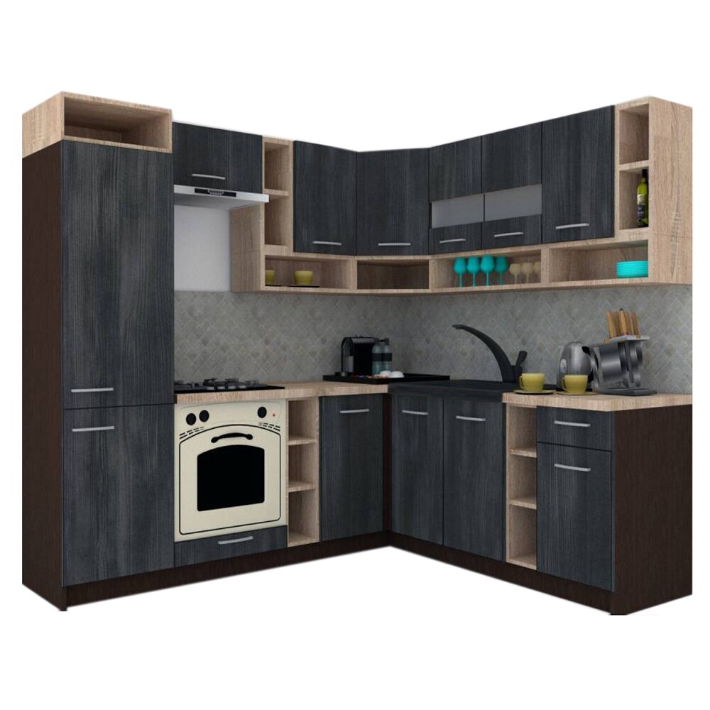 Set Bucatarie de Colt Genarom COSSY NEW DR 200-230, Wenge / Decor 8509