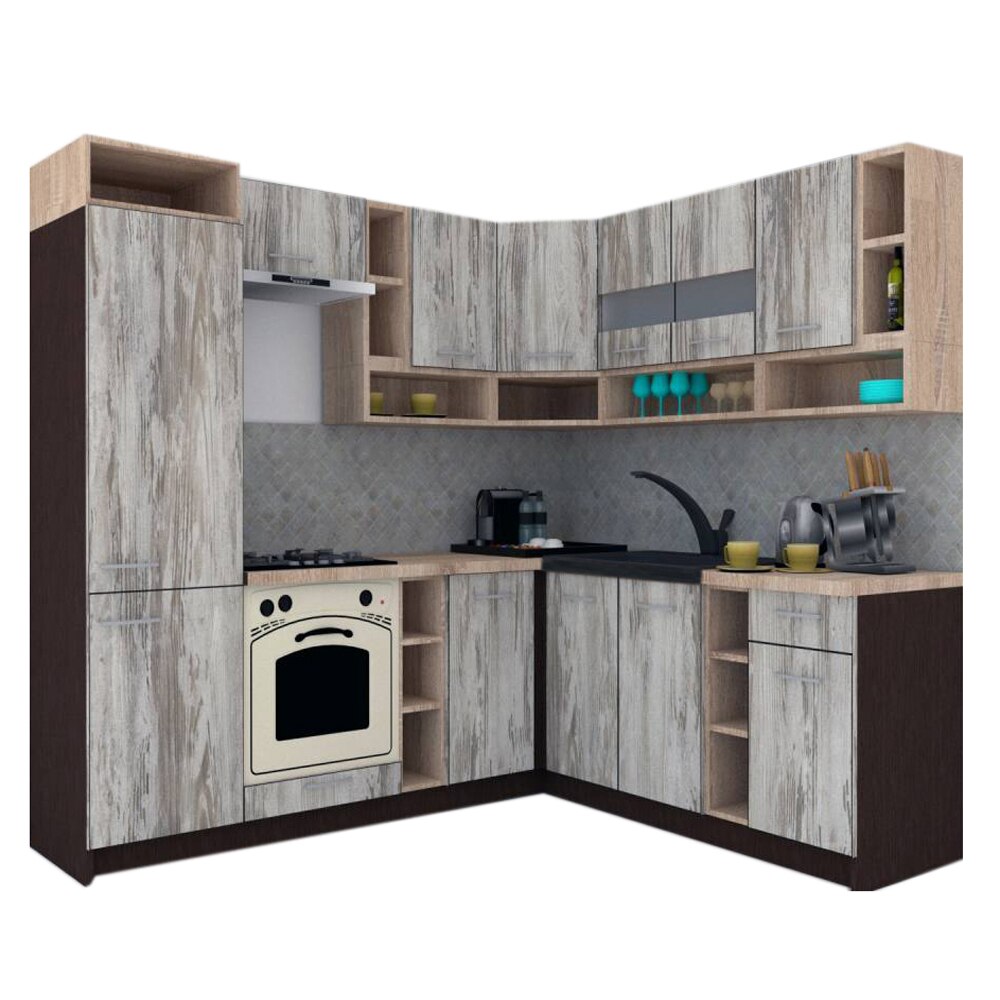 Set Bucatarie de Colt Genarom COSSY NEW DR 200-230, Wenge / Decor K084