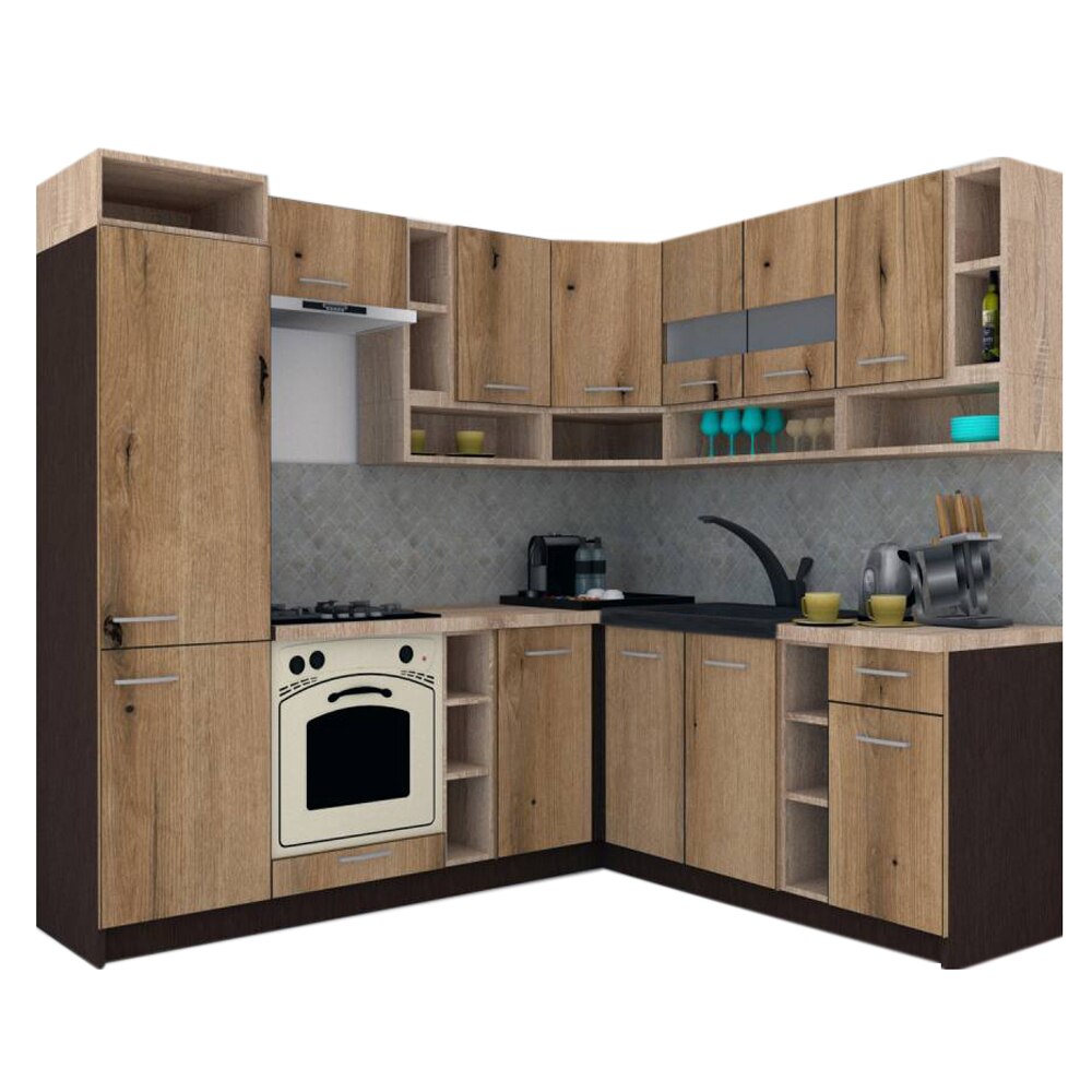 Set Bucatarie de Colt Genarom COSSY NEW DR 200-230, Wenge / Decor K365