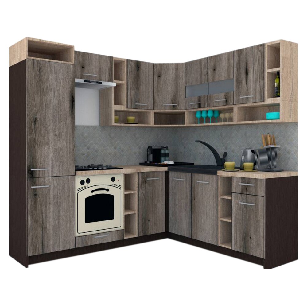 Set Bucatarie de Colt Genarom COSSY NEW DR 200-230, Wenge / Decor K366