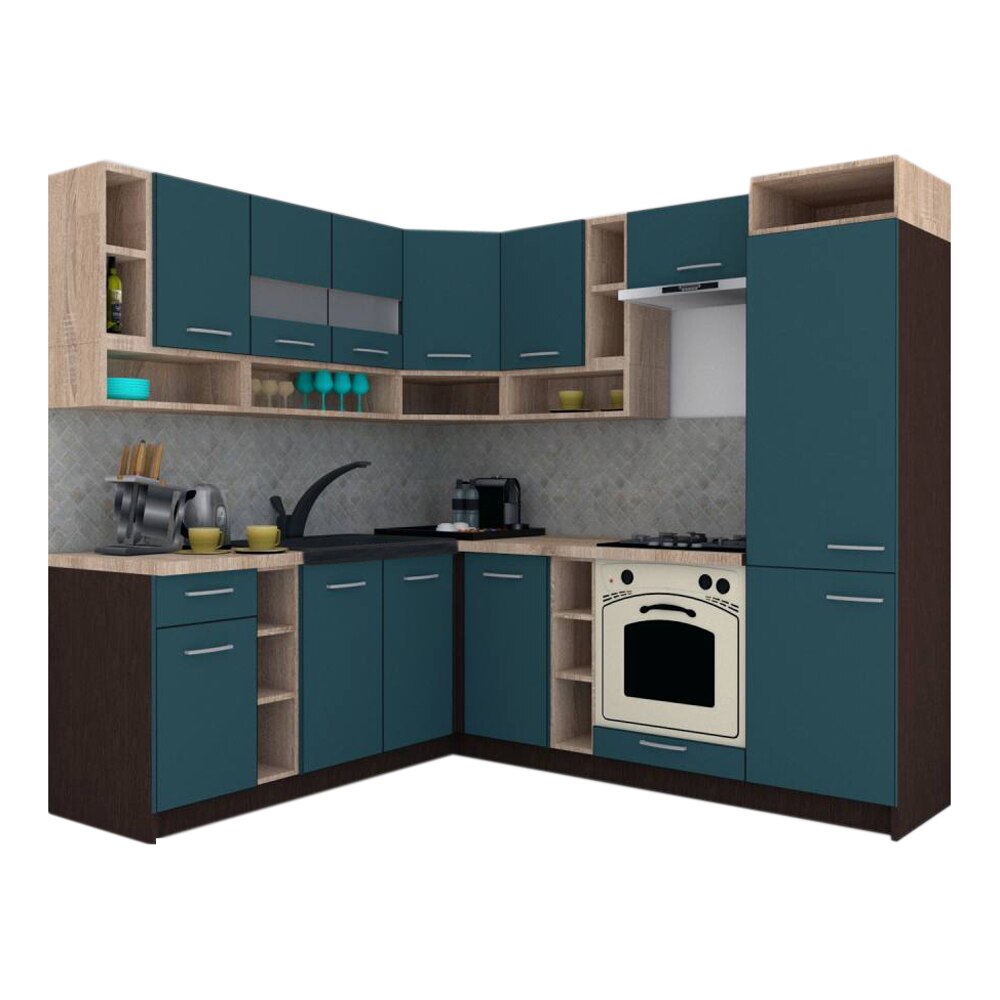 Set Bucatarie de Colt Genarom COSSY NEW ST 200-230, Wenge / Decor 0244