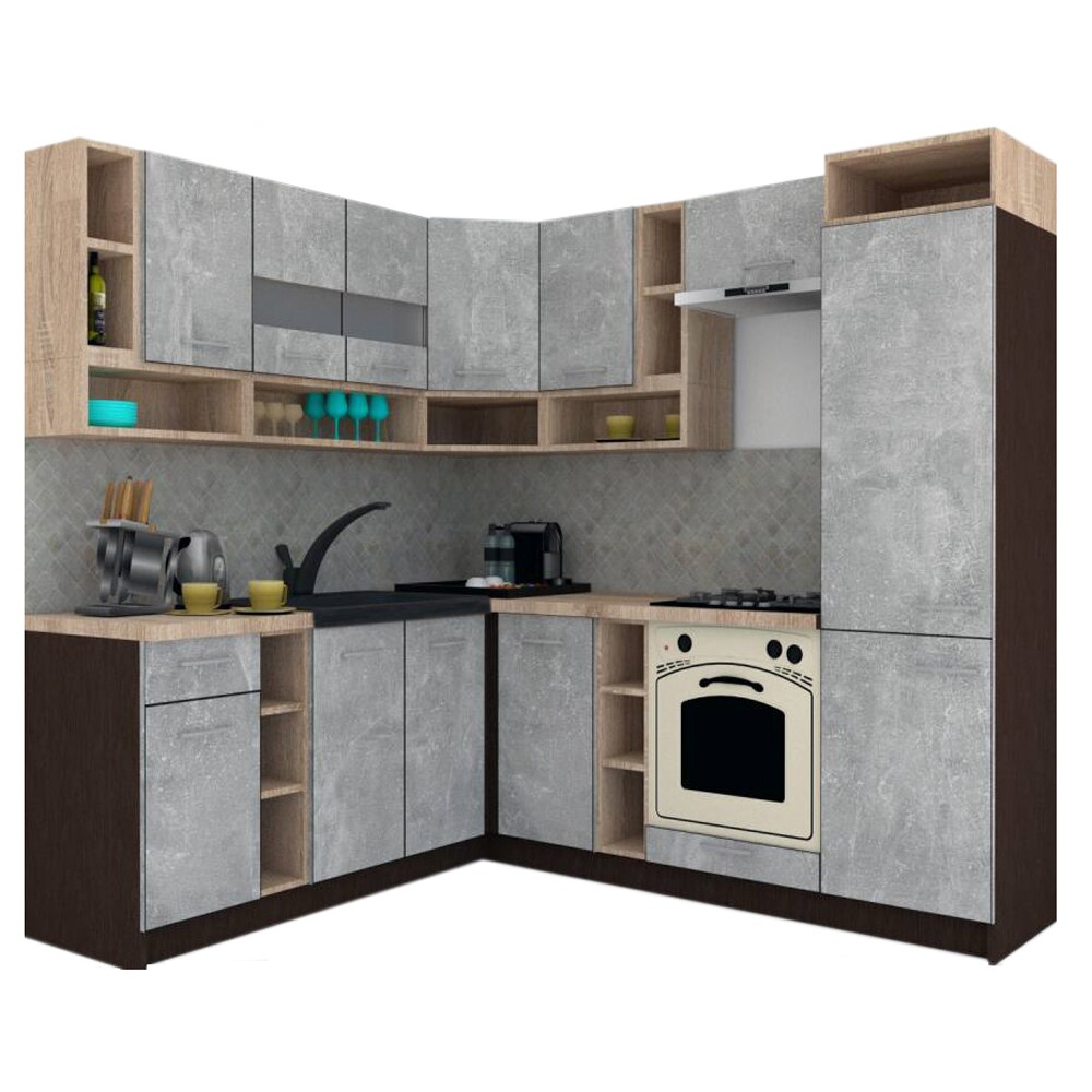 Set Bucatarie de Colt Genarom COSSY NEW ST 200-230, Wenge / Decor 4298