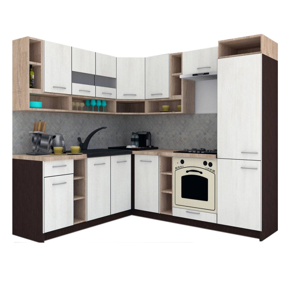 Set Bucatarie de Colt Genarom COSSY NEW ST 200-230, Wenge / Decor 8508