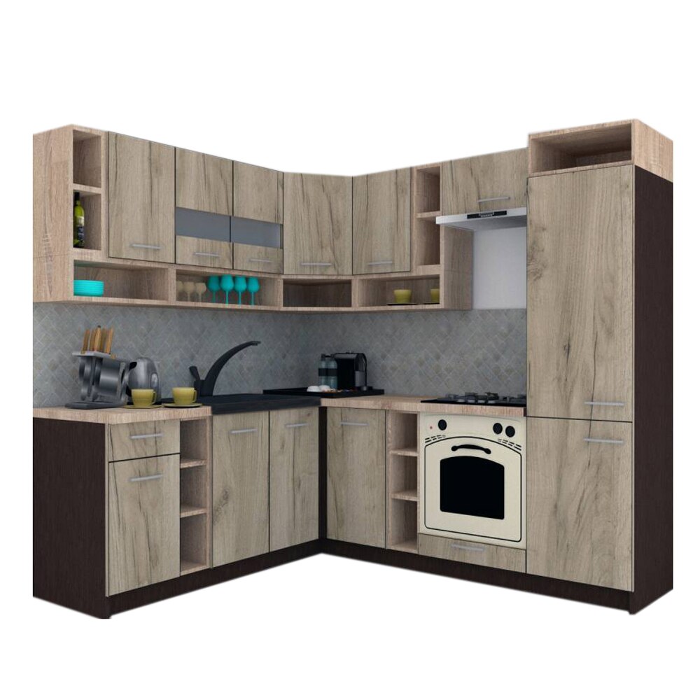 Set Bucatarie de Colt Genarom COSSY NEW ST 200-230, Wenge / Decor K002