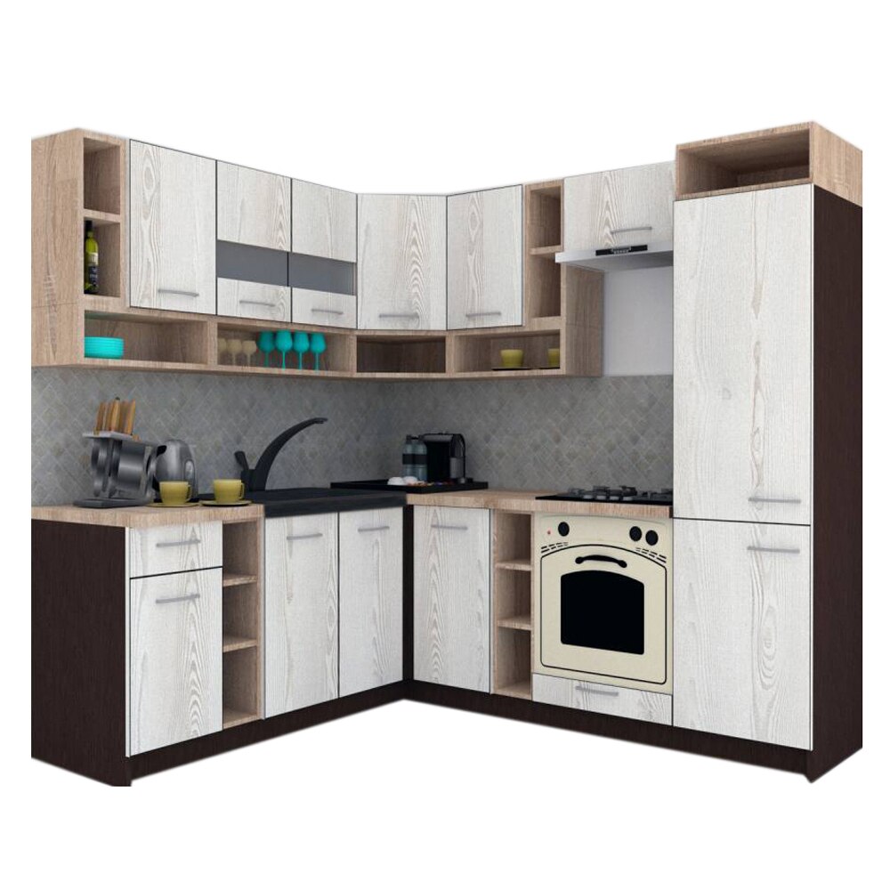 Set Bucatarie de Colt Genarom COSSY NEW ST 200-230, Wenge / Decor K010