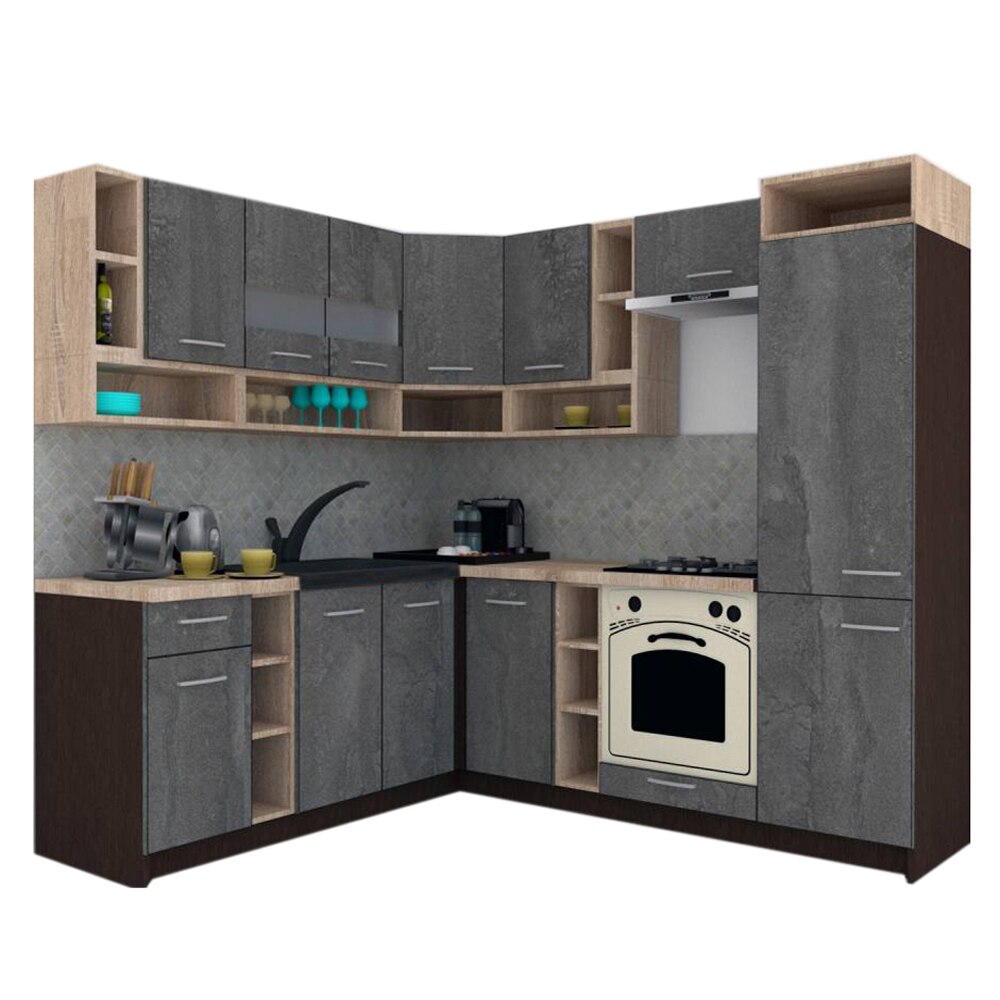 Set Bucatarie de Colt Genarom COSSY NEW ST 200-230, Wenge / Decor K352