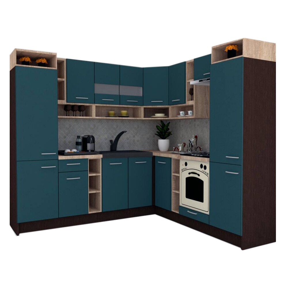 Set Bucatarie de Colt Genarom COSSY NEW DR 230-250, Wenge / Decor 0244