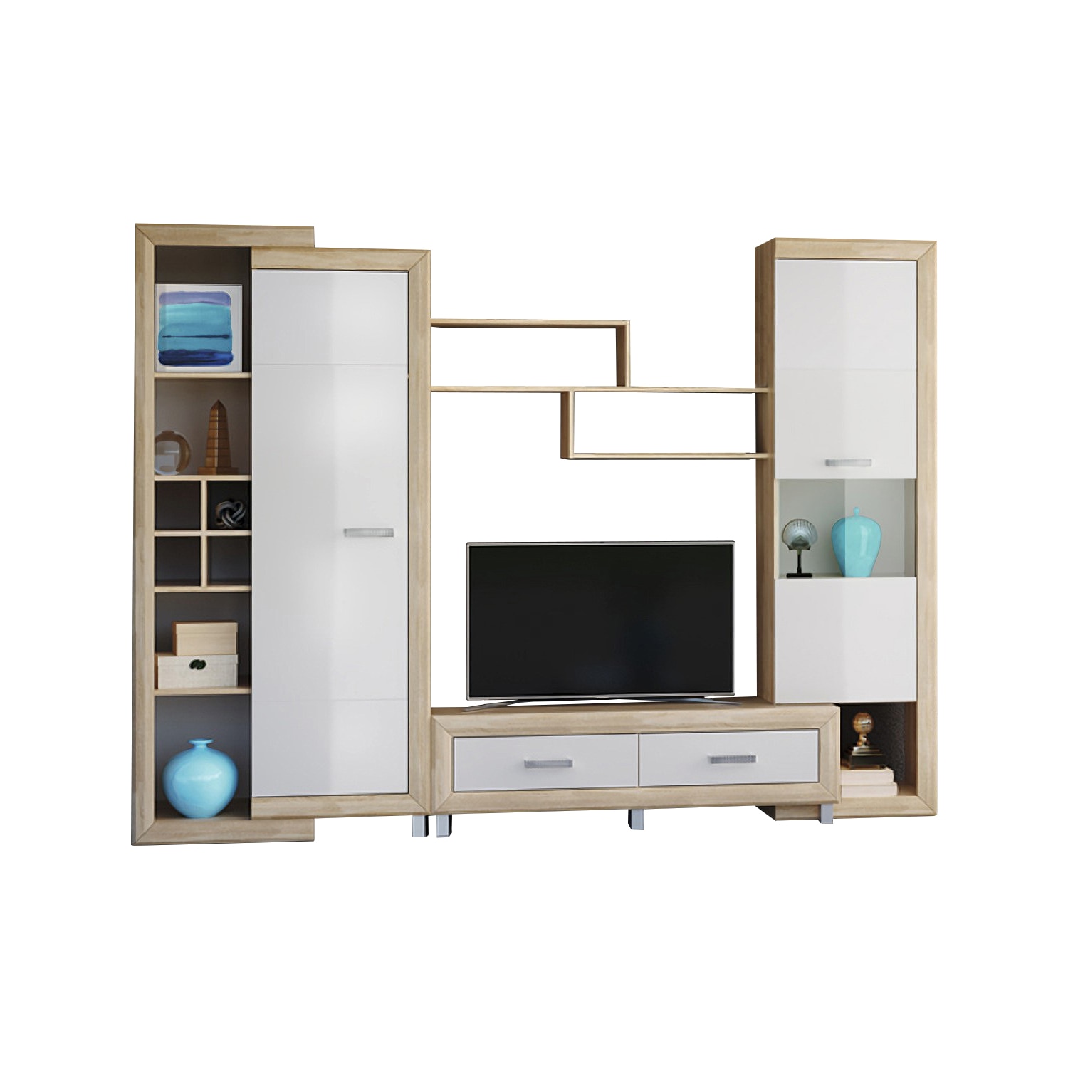 Set Living SICILIA, 267x43x197cm, Sonoma/Alb Lucios