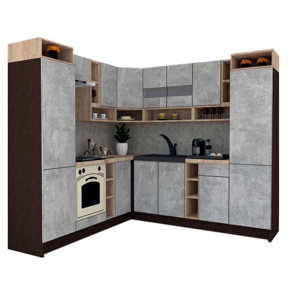 Set Bucatarie de Colt Genarom COSSY NEW ST 230-250, Wenge / Decor 4298