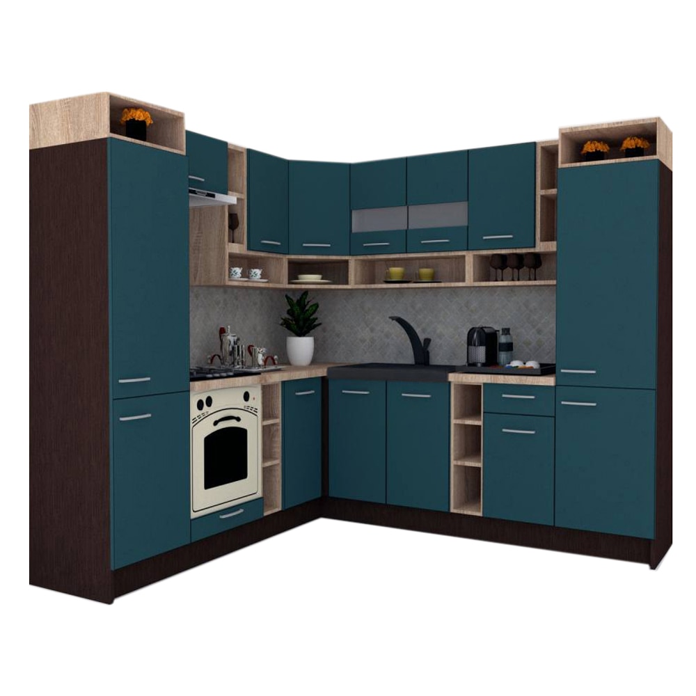 Set Bucatarie de Colt Genarom COSSY NEW ST 230-250, Wenge / Decor 0244