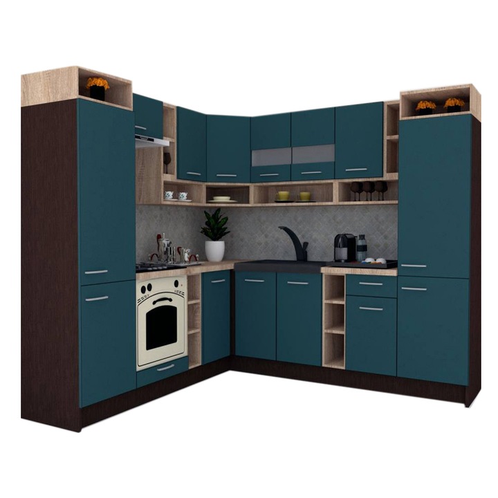 Set Bucatarie de Colt Genarom COSSY NEW ST 230-250, Wenge / Decor 0244