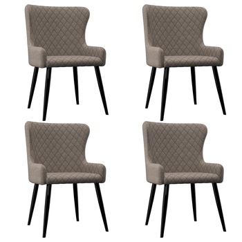 Set 4 scaune de bucatarie vidaXL, Tesatura,60 x 55 x 84 cm, Maro