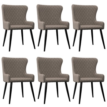 Set 6 scaune de bucatarie vidaXL, Tesatura, 60 x 55 x 84 cm, Maro