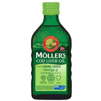 Omega 3 ulei ficat de cod Moller's, cu aroma de mere verzi, 250 ml Omega 3 ulei ficat de cod Moller's, cu aroma de mere verzi, 250 ml