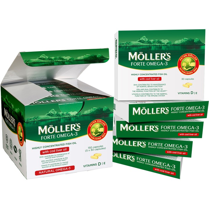 Moller’s Forte Omega-3 cu ulei de ficat de cod 150 capsule