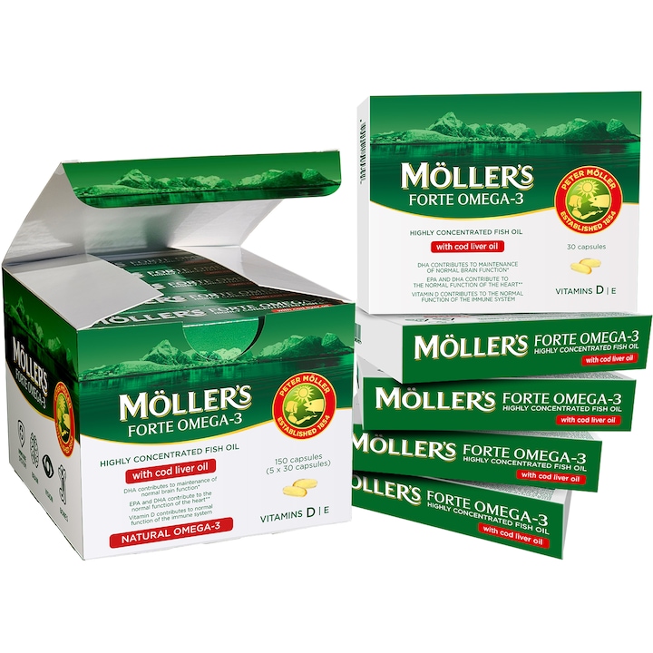 Moller’s Forte Omega-3 cu ulei de ficat de cod 150 capsule