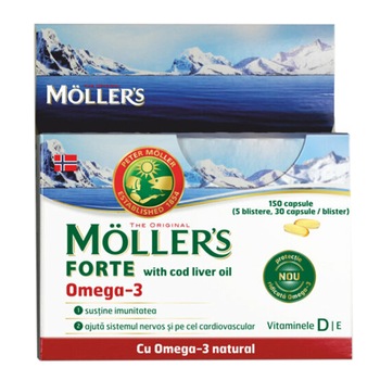 Moller’s Forte Omega-3 cu ulei de ficat de cod 150 capsule Moller’s Forte Omega-3 cu ulei de ficat de cod 150 capsule