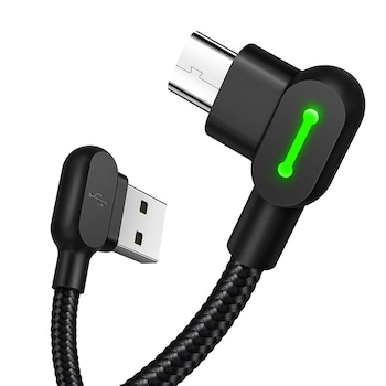 Cablu Mcdodo Cablul inclinat rapid 90 ° LED, Micro USB, 0.5m, negru Cablu Mcdodo Cablul inclinat rapid 90 ° LED, Micro USB, 0.5m, negru