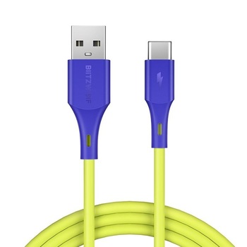 Cablu Incarcare BlitzWolf USB-C, BW-TC14, 3A, 1m, Verde Cablu Incarcare BlitzWolf USB-C, BW-TC14, 3A, 1m, Verde