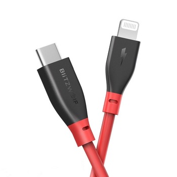 Cablu De Date/ Incarcare,USB-C To Lightning, BlitzWolf BW-CL1, PD 3.0, 3A, 0,9m, Negru/ Rosu Cablu De Date/ Incarcare,USB-C To Lightning, BlitzWolf BW-CL1, PD 3.0, 3A, 0,9m, Negru/ Rosu