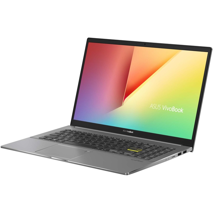 Laptop ASUS VivoBook S15 S533EA cu procesor Intel® Core™ i5-1135G7 pana la 4.20 GHz, 15.6", Full HD, 8GB, 512GB SSD, Intel Iris Xᵉ Graphics, Free DOS, Indie Black