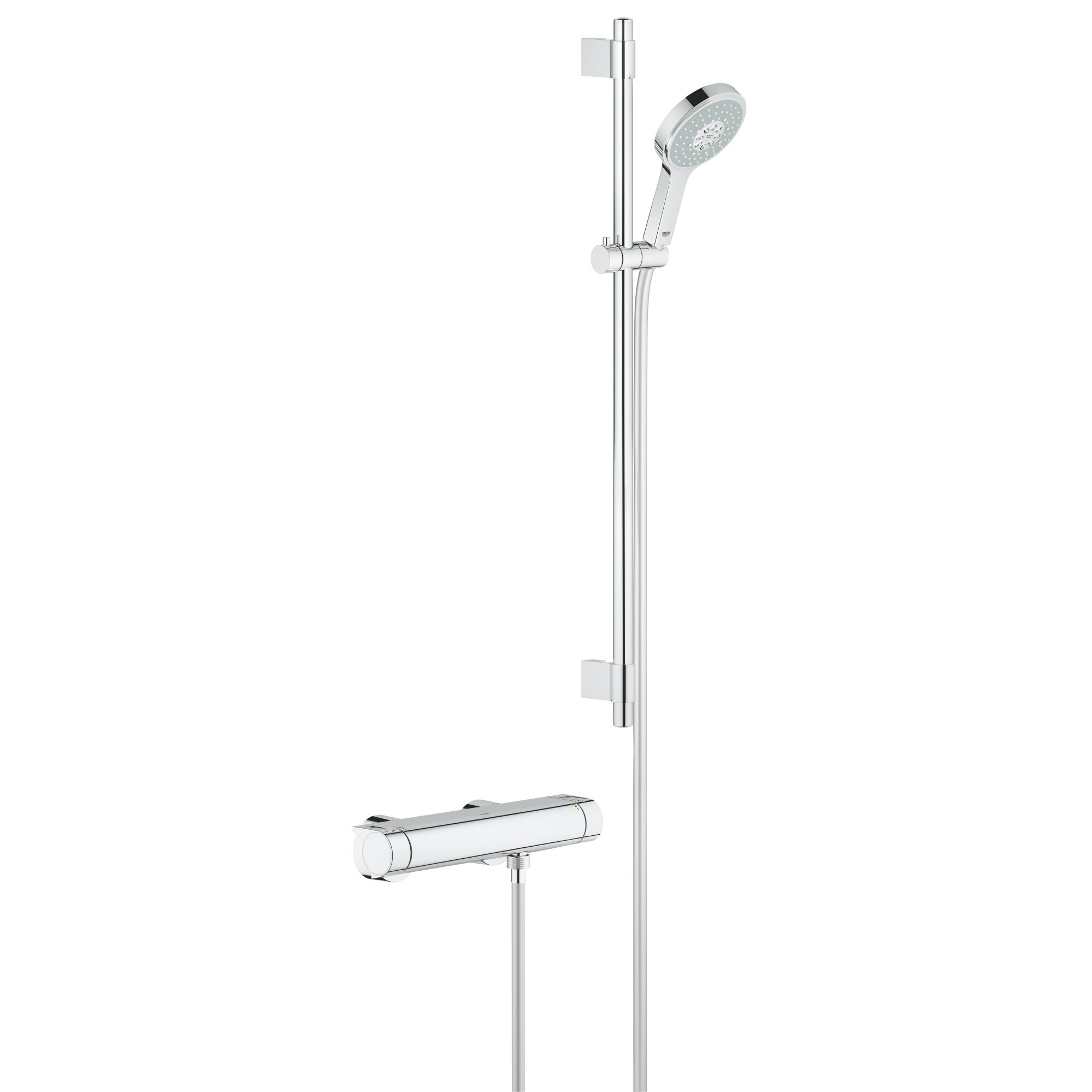 Set de dus Grohe Grohtherm 2000 34482001, 1/2'', aparent, termostat, 600 mm, 4 functii, crom
