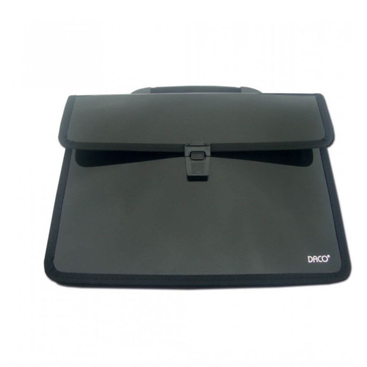 Mapa Plastic DACO, 332x235x90 mm, 2 Compartimente si Maner, Neagra