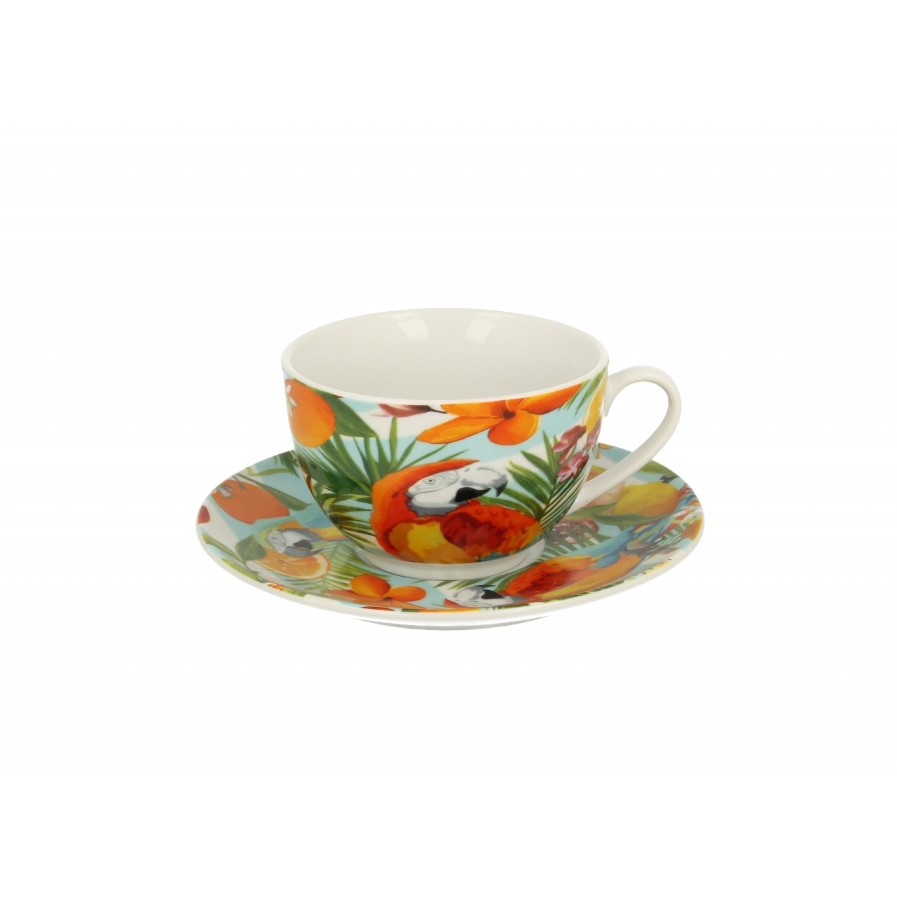 Set ceasca cu farfurie Ara, Duo, 250 ml, portelan, multicolor