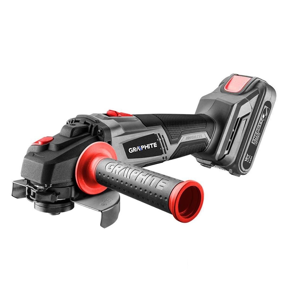 Set polizor unghiular (flex) 125 mm, fara perii, 18 V Li-ion cu acumulator 2 Ah, incarcator, GRAPHITE ENERGY