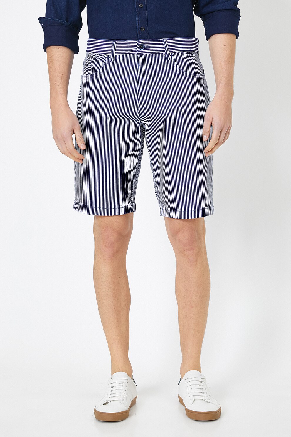 KOTON, Bermude chino in dungi, Bleumarin/Alb, XS