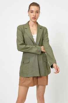 KOTON, Sacou din amestec de in, Verde militar, S KOTON, Sacou din amestec de in, Verde militar, S