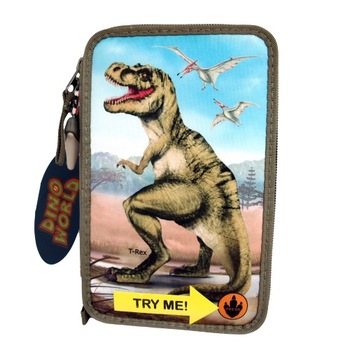 Penar echipat complet 3 fermoare, Dino World, cu LED,20x13x7.5 cm Penar echipat complet 3 fermoare, Dino World, cu LED,20x13x7.5 cm