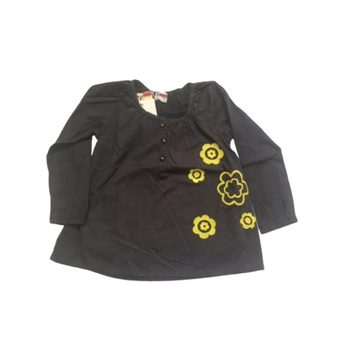 Bluza cu nasturi si flori galbene, gri