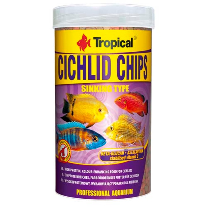 Hrana pentru pesti Tropical Cichlid Chips, 250ml / 130g