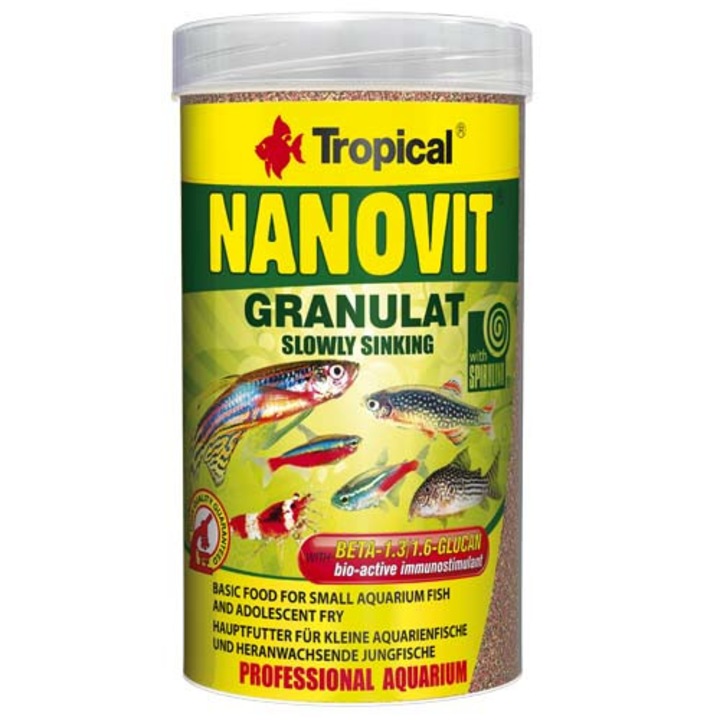 Храна за малки аквариумни рибки Tropical Nanovit Granulat, Гранулирана, 250мл / 175гр