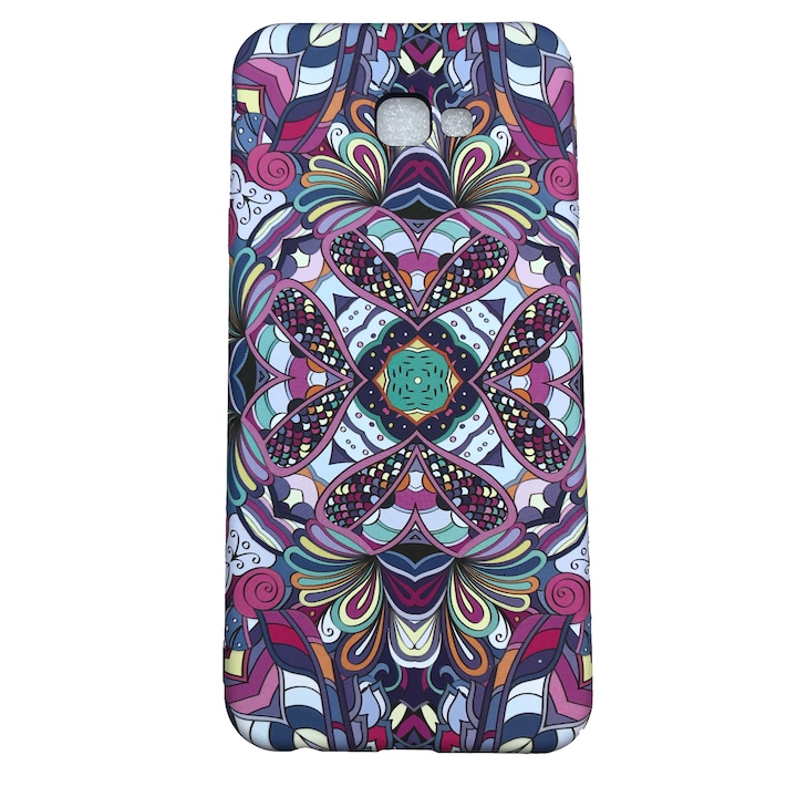 Husa compatibila cu Samsung Galaxy J4 Plus, Fosforescent, Mandala Mov, Multicolor