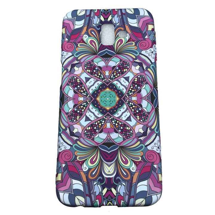 Husa compatibila cu Samsung Galaxy J6 Plus, Fosforescent, Mandala Roz, Multicolor