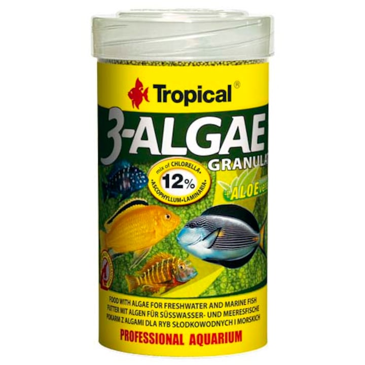 Храна за сладководни и морски рибки с водорасли Tropical 3-Algae Granulat, 100мл / 44гр